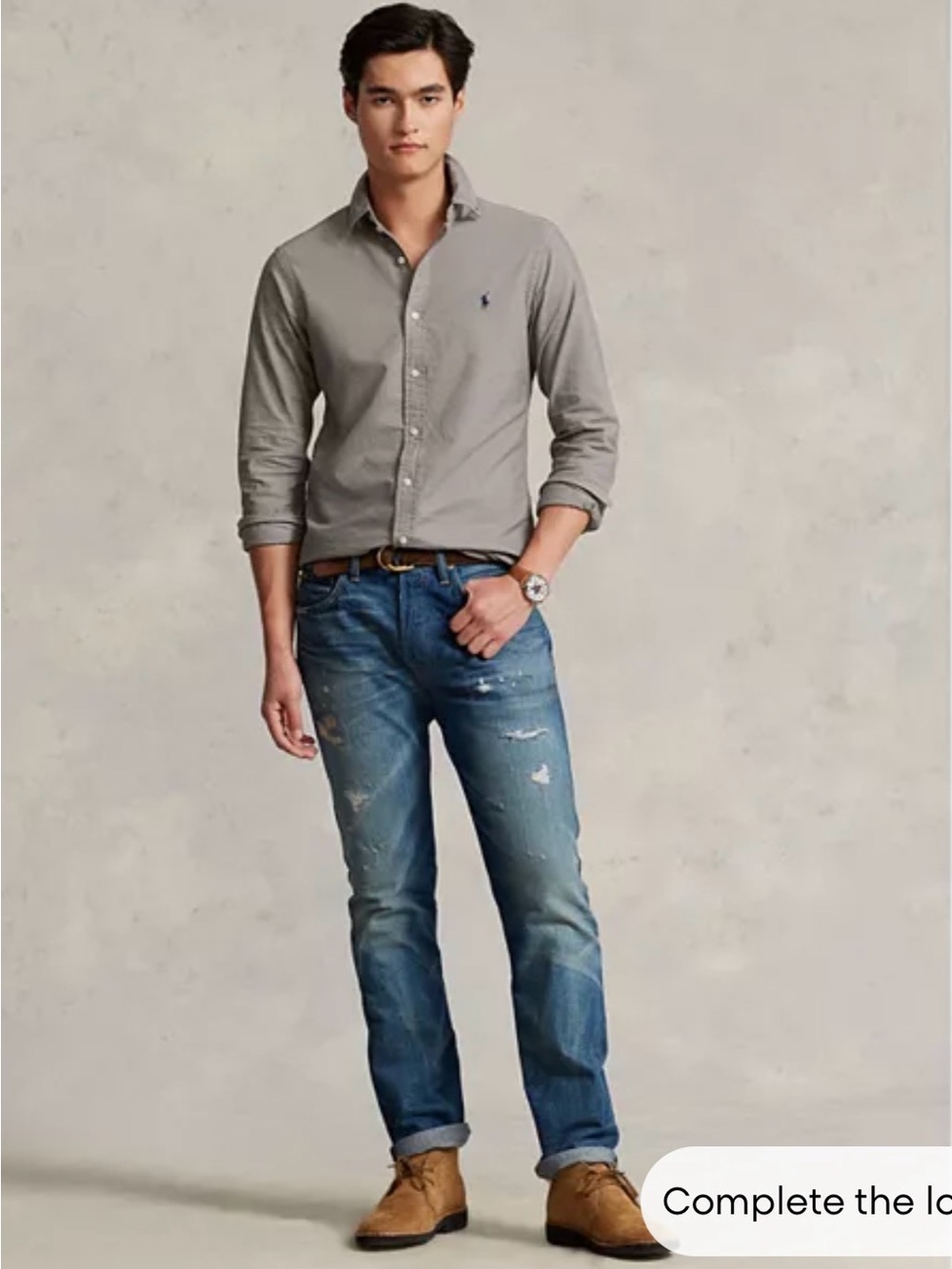 Polo Ralph Lauren Classic Fit Long Sleeve Cotton Oxford Button Down Grey XL